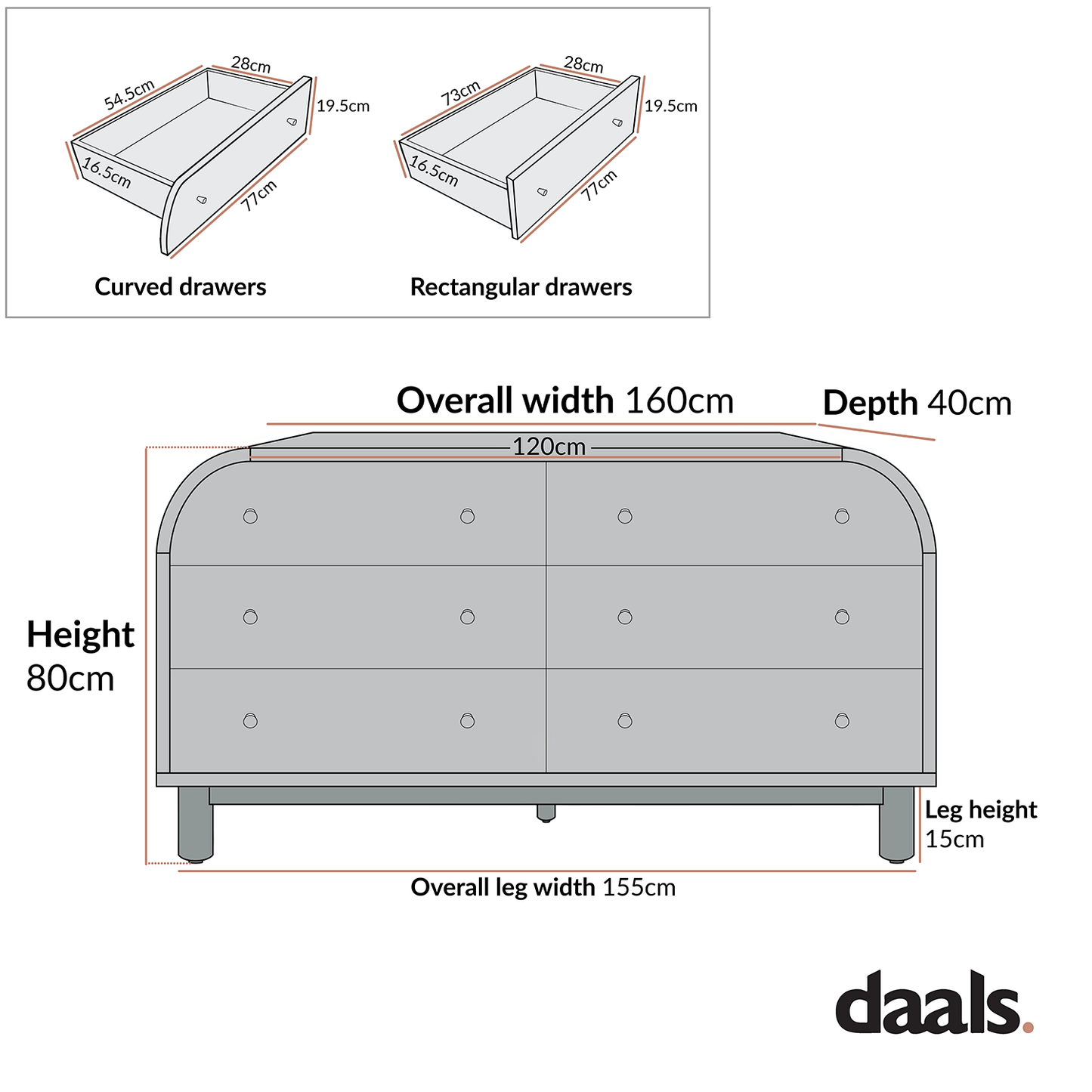 Maude Chest of 6 Drawers, Washed White Ash