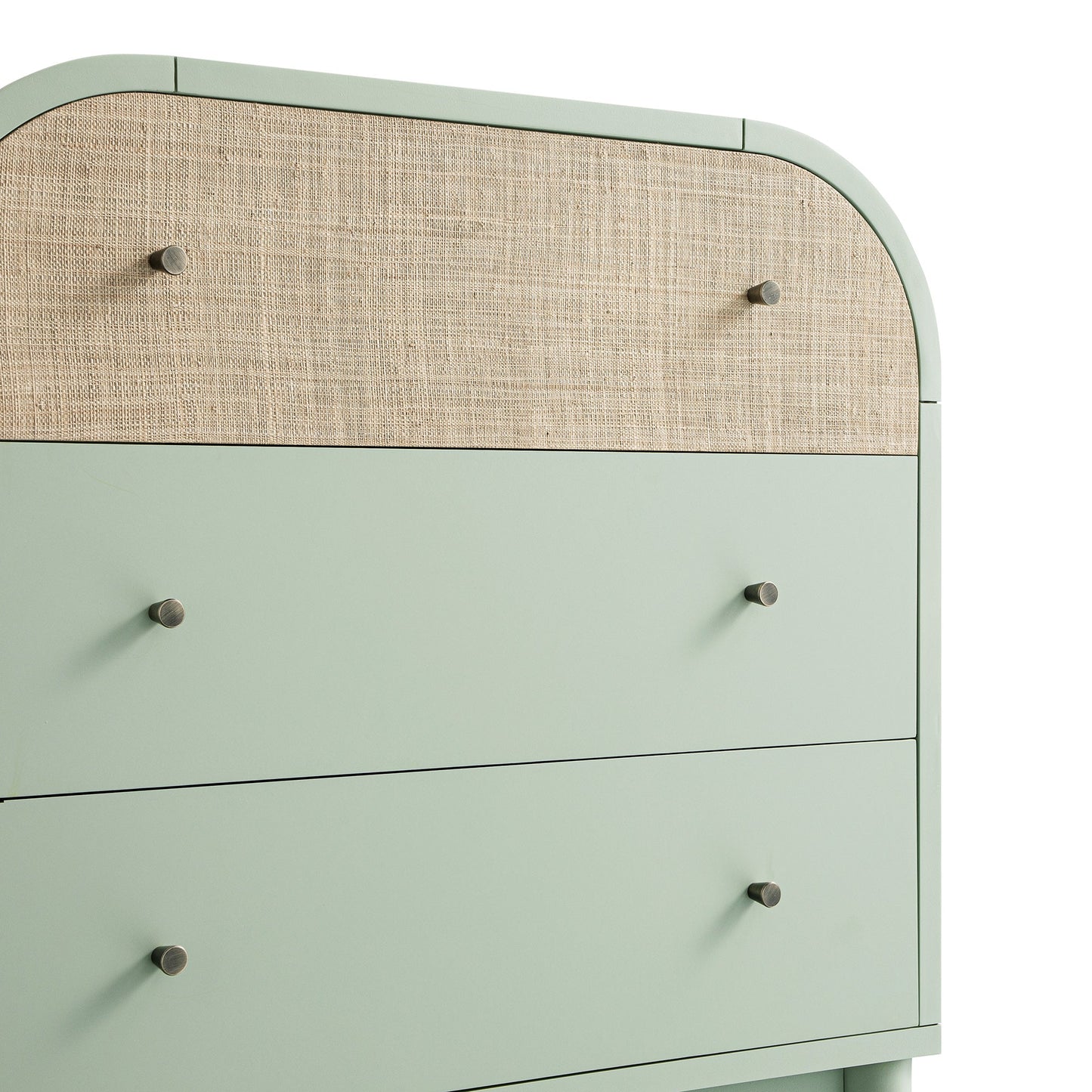 Maude Chest of 3 Drawers, Muted Pistachio Ash with Raffia