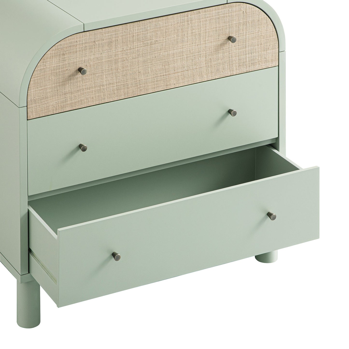 Maude Chest of 3 Drawers, Muted Pistachio Ash with Raffia