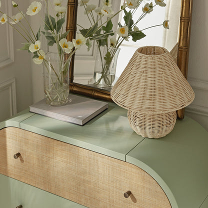 Maude Chest of 3 Drawers, Muted Pistachio Ash with Raffia