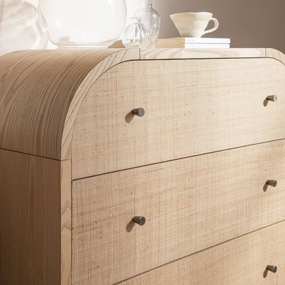 Maude Chest of 3 Drawers, Natural Ash with Raffia