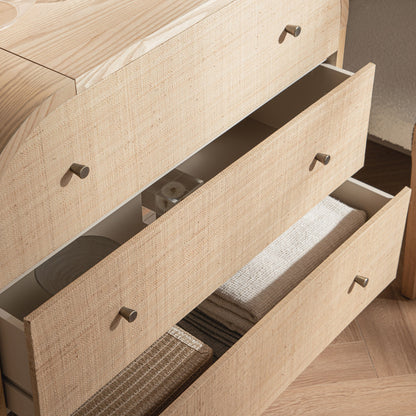 Maude Chest of 3 Drawers, Natural Ash with Raffia