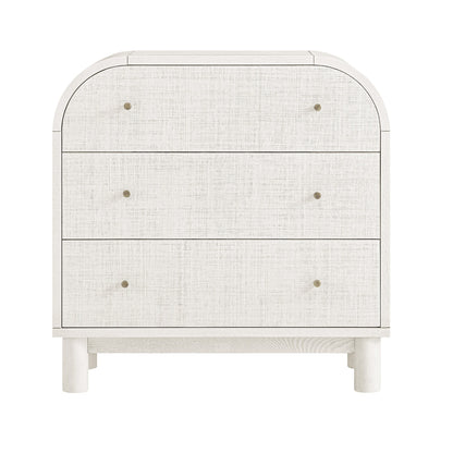 Maude Chest of 3 Drawers, Washed White Ash with Raffia