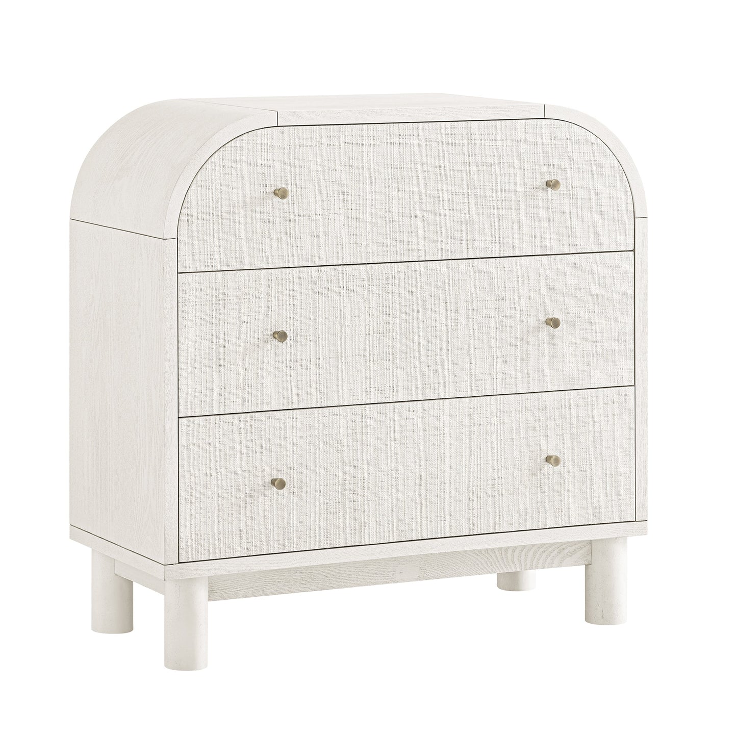 Maude Chest of 3 Drawers, Washed White Ash with Raffia