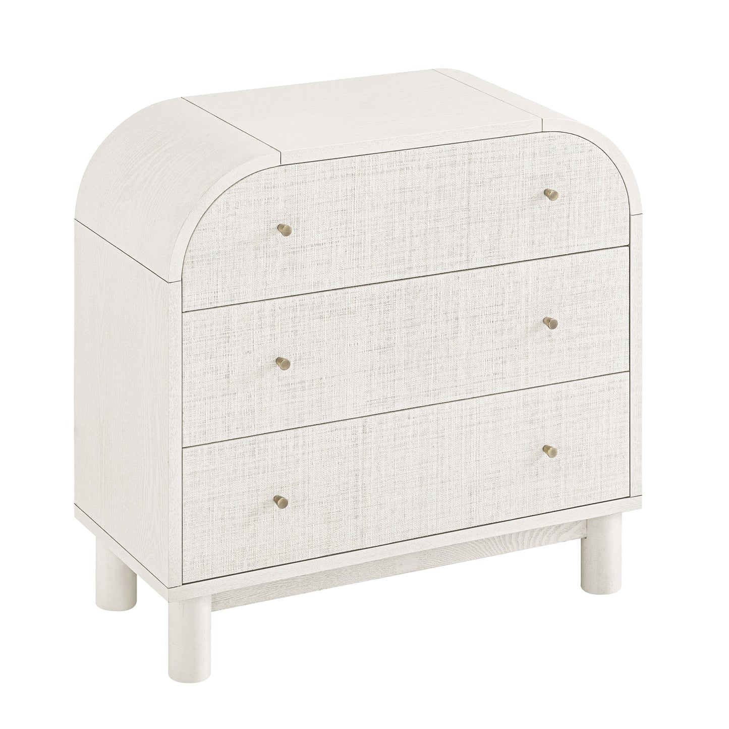 Maude Chest of 3 Drawers, Washed White Ash with Raffia