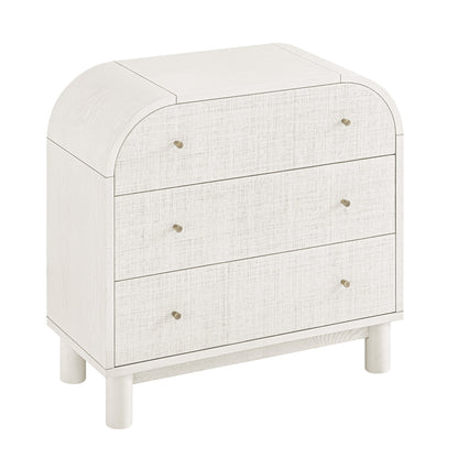 Maude Chest of 3 Drawers, Washed White Ash with Raffia