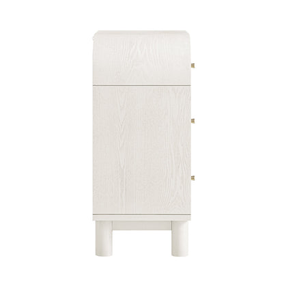 Maude Chest of 3 Drawers, Washed White Ash with Raffia
