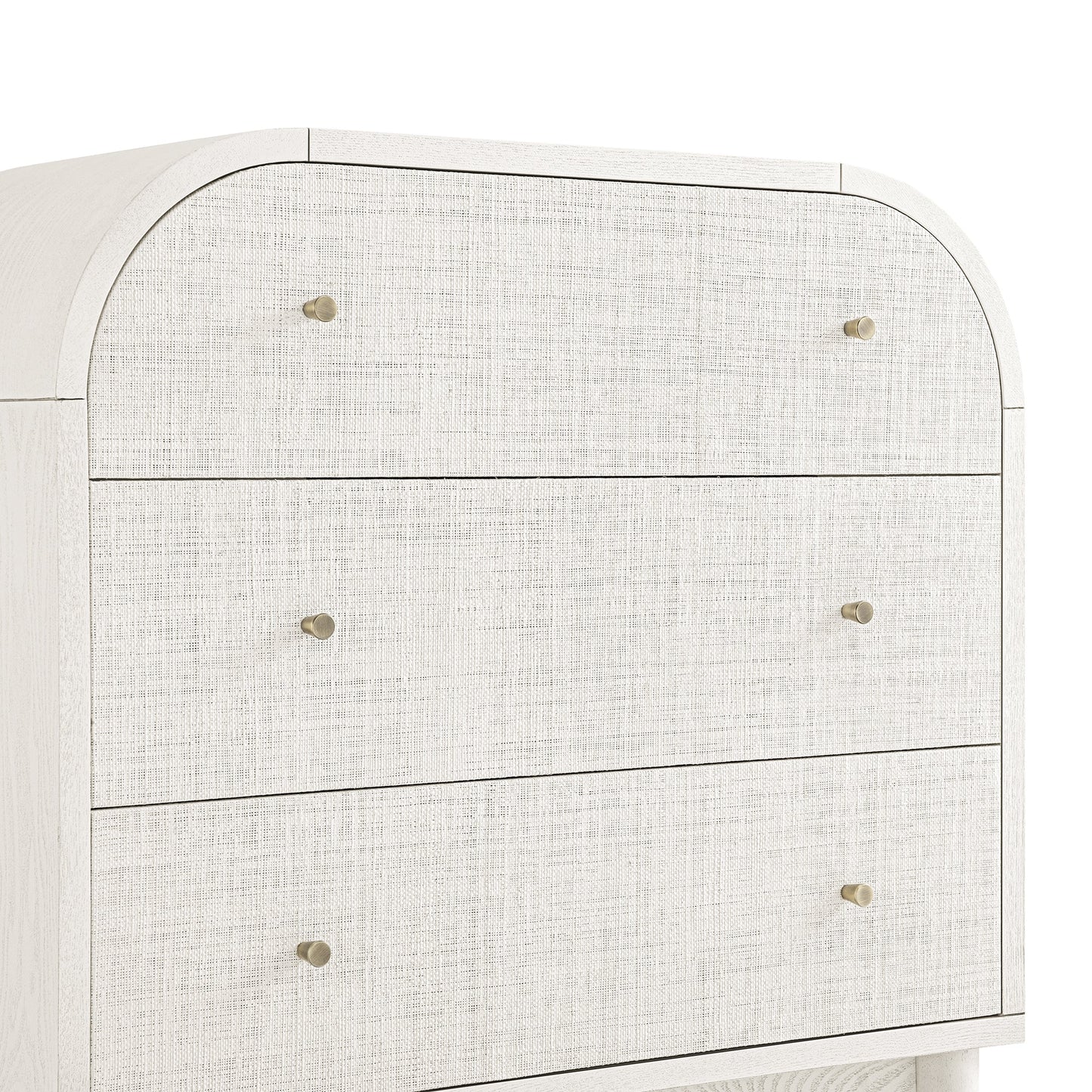 Maude Chest of 3 Drawers, Washed White Ash with Raffia