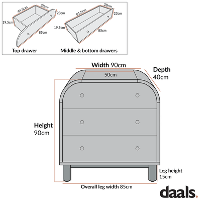 Maude Chest of 3 Drawers, Natural Ash