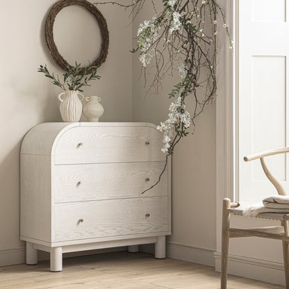 Maude Chest of 3 Drawers, Washed White Ash