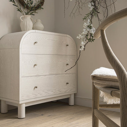 Maude Chest of 3 Drawers, Washed White Ash