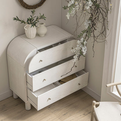 Maude Chest of 3 Drawers, Washed White Ash
