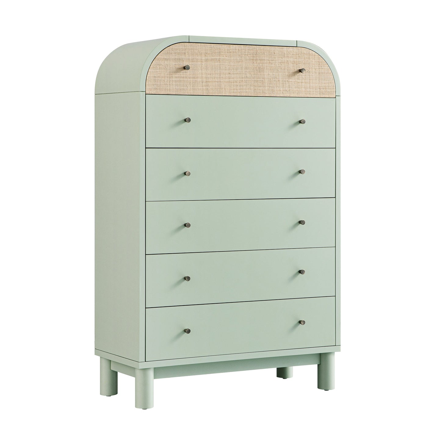 Maude Tall Chest, Muted Pistachio Ash with Raffia
