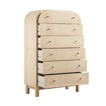 Maude Tall Chest, Natural Ash with Raffia