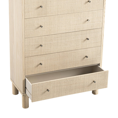 Maude Tall Chest, Natural Ash with Raffia