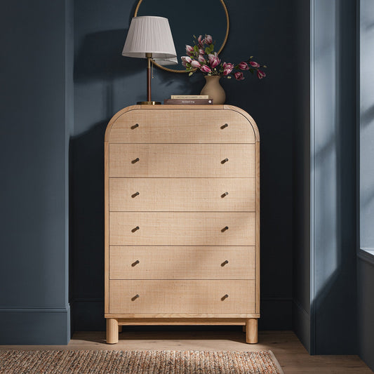 Maude Tall Chest, Natural Ash with Raffia