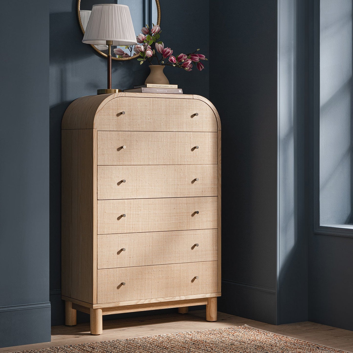 Maude Tall Chest, Natural Ash with Raffia