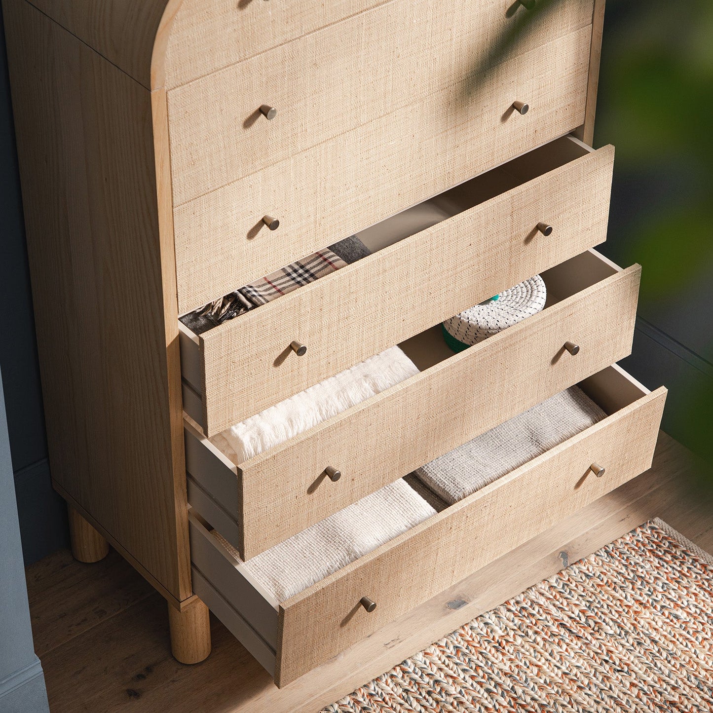 Maude Tall Chest, Natural Ash with Raffia