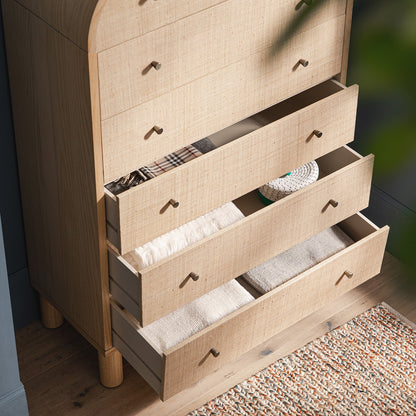 Maude Tall Chest, Natural Ash with Raffia