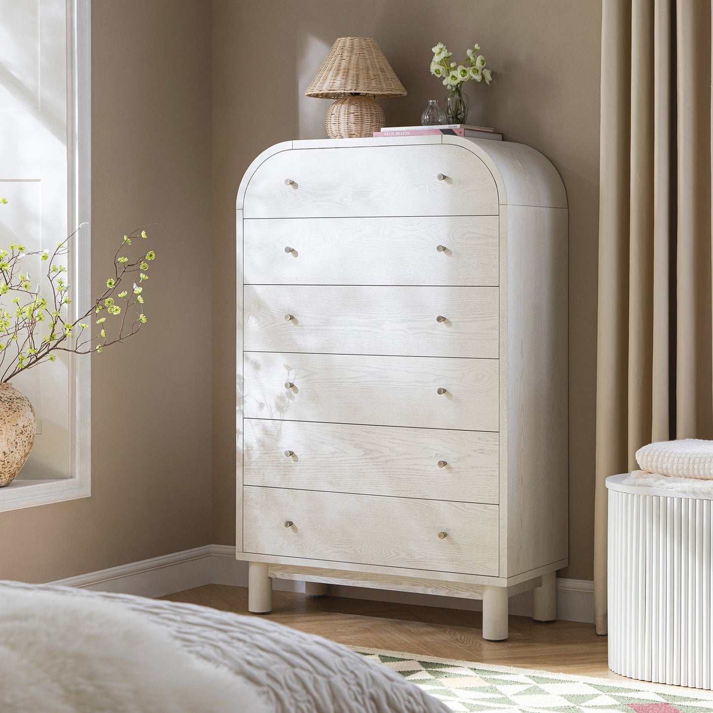 Maude Tall Chest, Washed White Ash