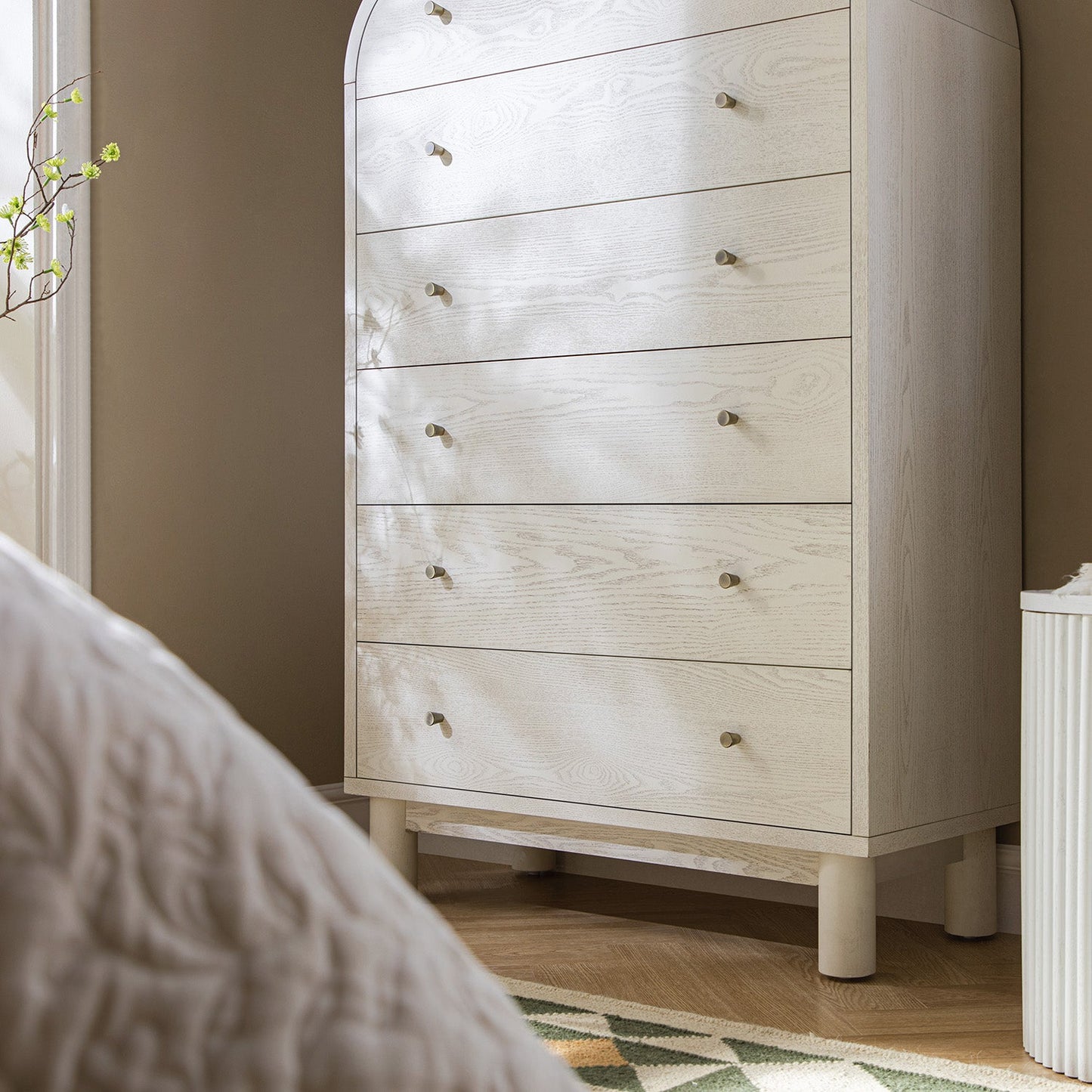 Maude Tall Chest, Washed White Ash