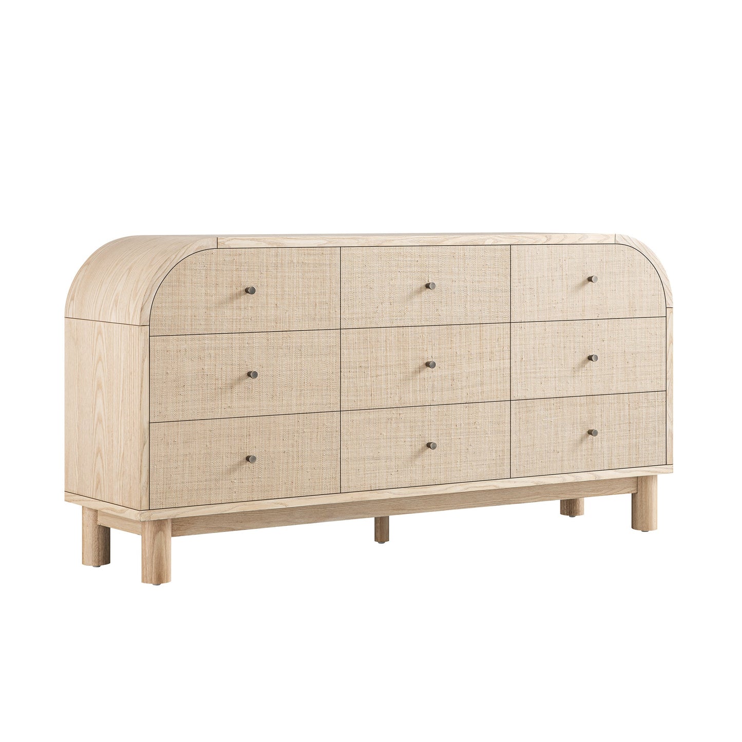 Maude 9 Drawer Chest, Natural Ash with Raffia