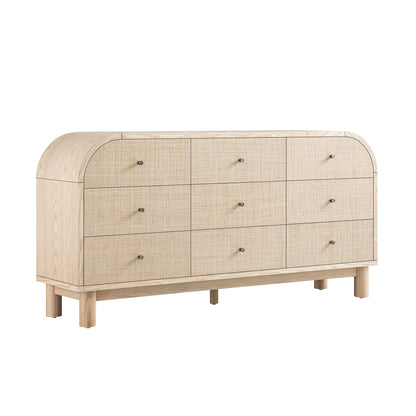 Maude 9 Drawer Chest, Natural Ash with Raffia