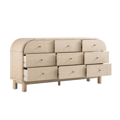 Maude 9 Drawer Chest, Natural Ash with Raffia