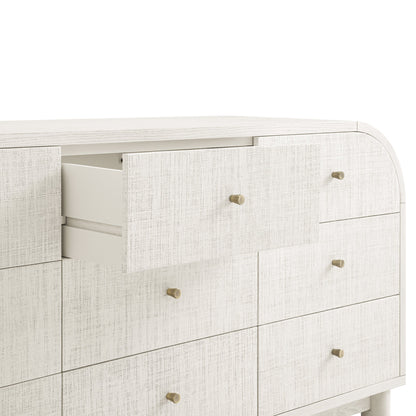 Maude 9 Drawer Chest, Washed White Ash with Raffia