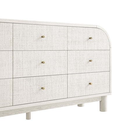 Maude 9 Drawer Chest, Washed White Ash with Raffia