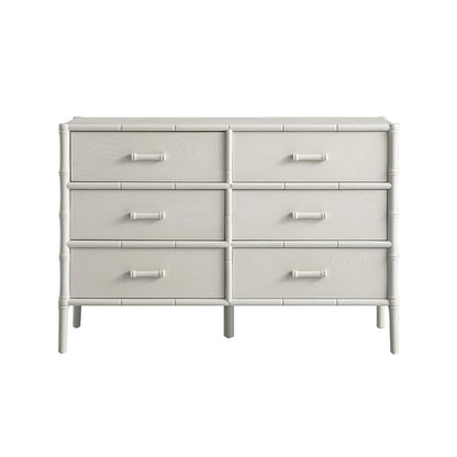 Elstowe Faux Bamboo 6-Drawer Chest, Shaded White