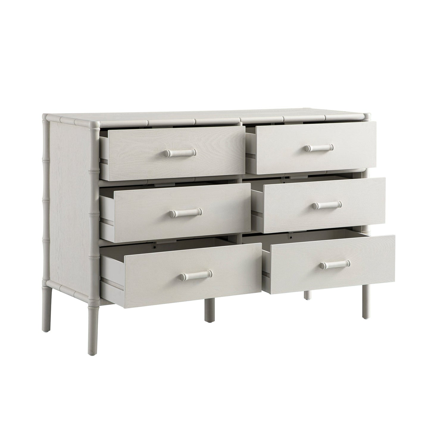 Elstowe Faux Bamboo 6-Drawer Chest, Shaded White