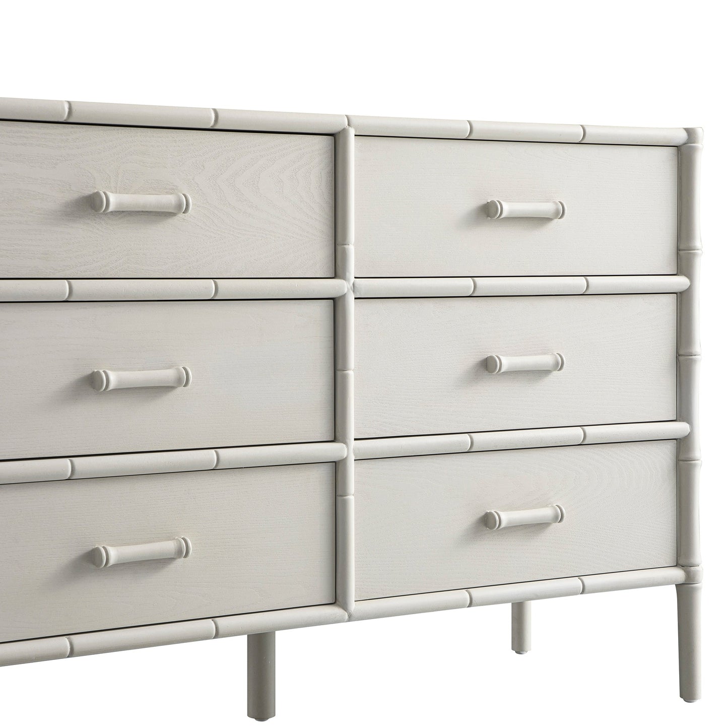 Elstowe Faux Bamboo 6-Drawer Chest, Shaded White