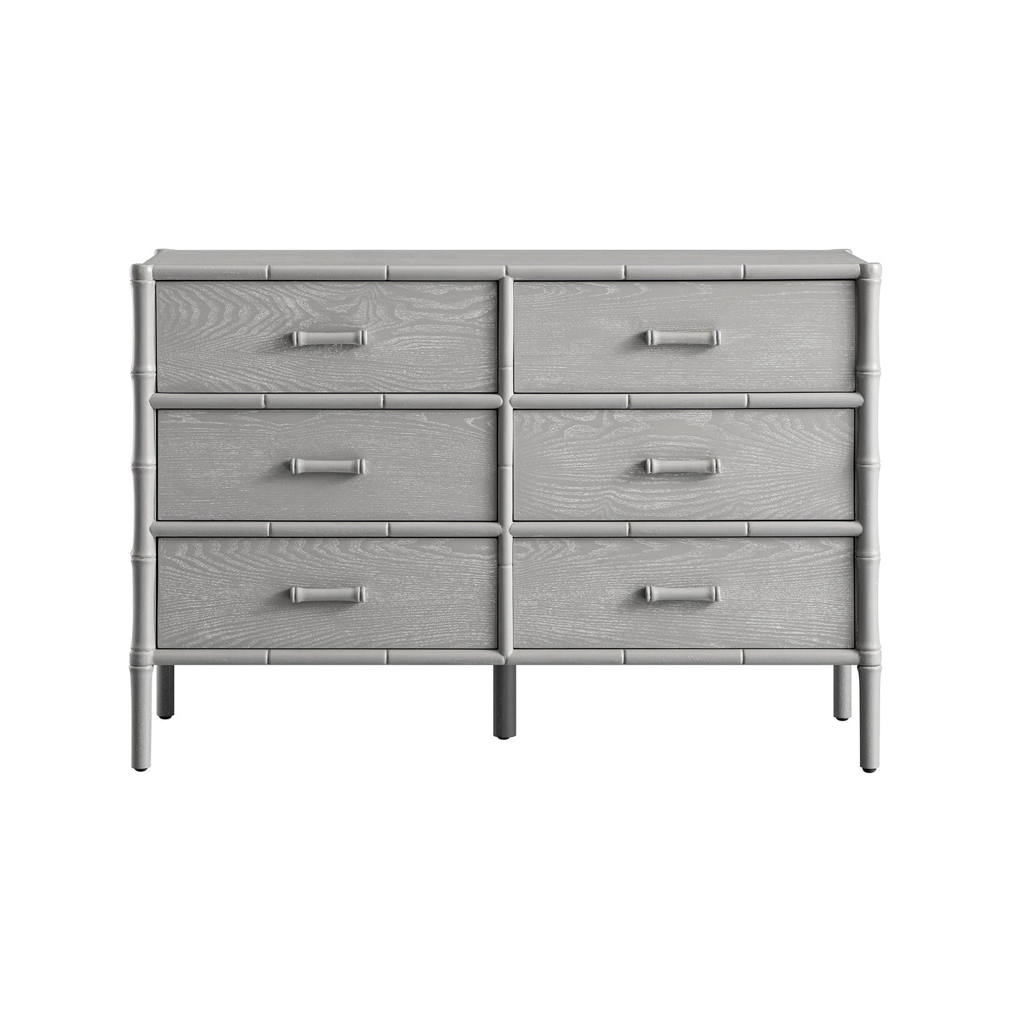 Elstowe Faux Bamboo 6-Drawer Chest, Warm Grey