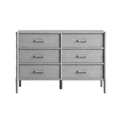 Elstowe Faux Bamboo 6-Drawer Chest, Warm Grey