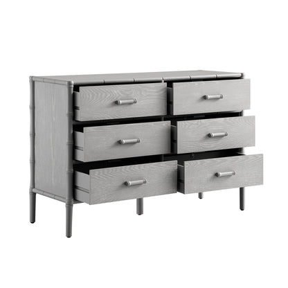 Elstowe Faux Bamboo 6-Drawer Chest, Warm Grey