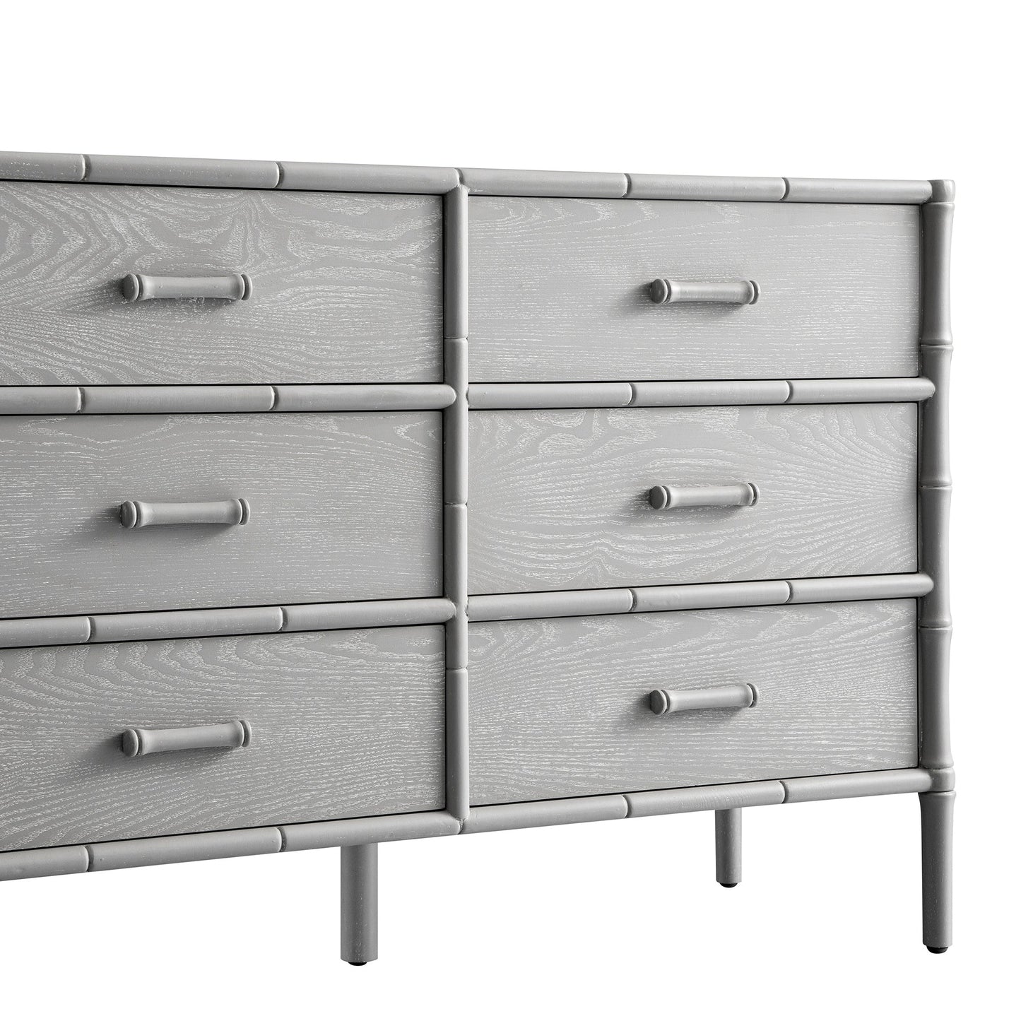 Elstowe Faux Bamboo 6-Drawer Chest, Warm Grey