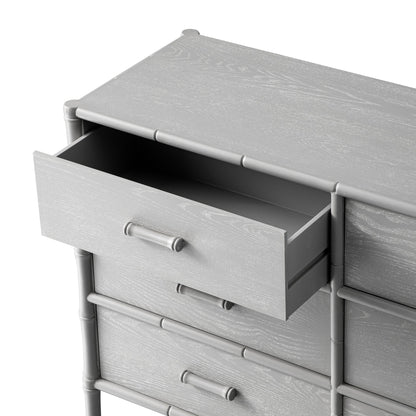 Elstowe Faux Bamboo 6-Drawer Chest, Warm Grey