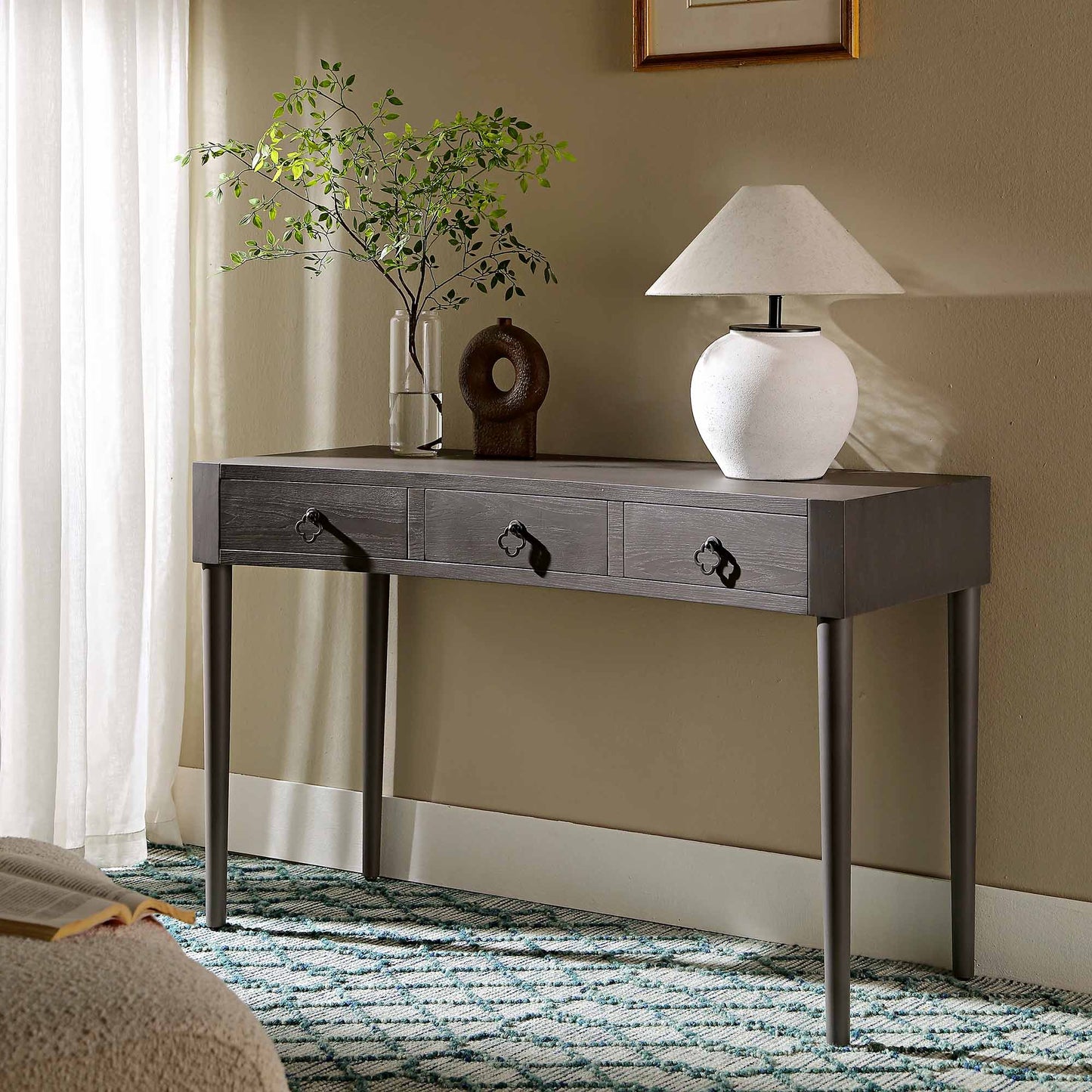 Thalia Concave Dressing Table, Silver Oak