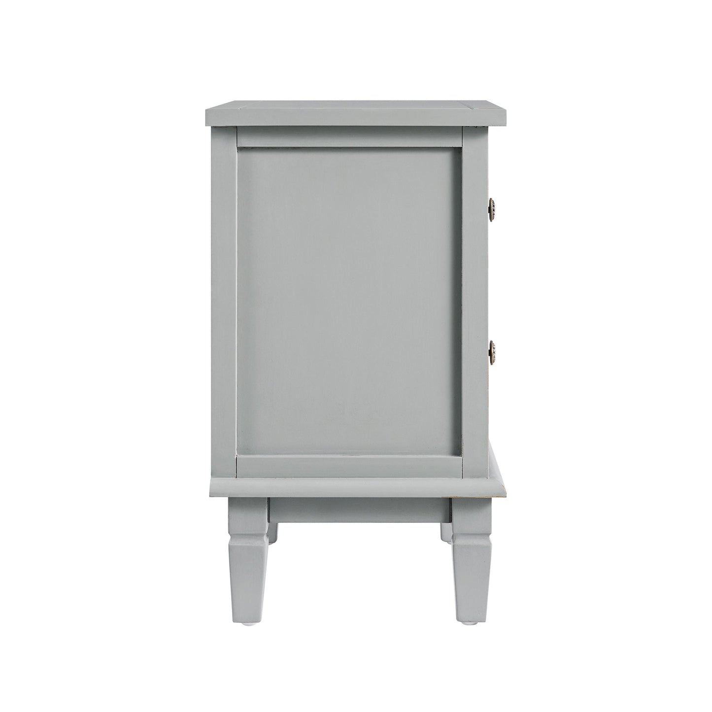 Chantilly Mid Grey Carved 2 Drawer Bedside Table