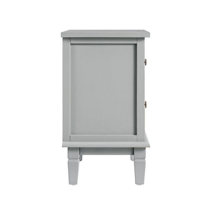 Chantilly Mid Grey Carved 2 Drawer Bedside Table