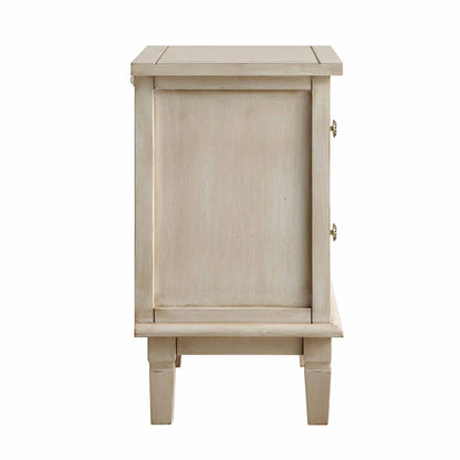 Chantilly Whitewashed Carved 2 Drawer Bedside Table