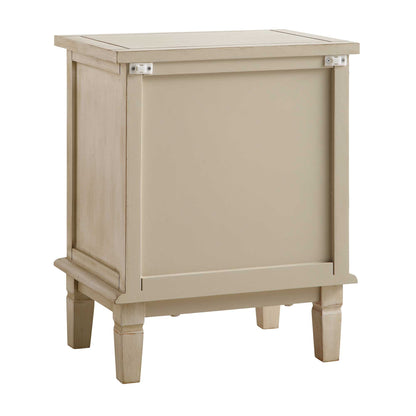 Chantilly Whitewashed Carved 2 Drawer Bedside Table