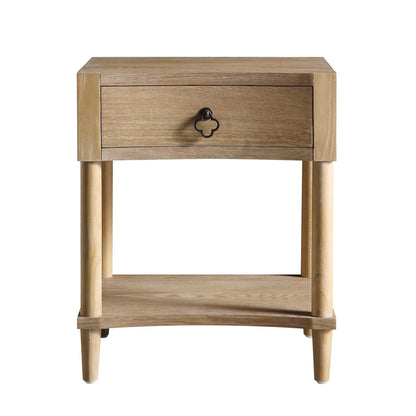 Thalia Concave 1 Drawer Bedside Table, Natural
