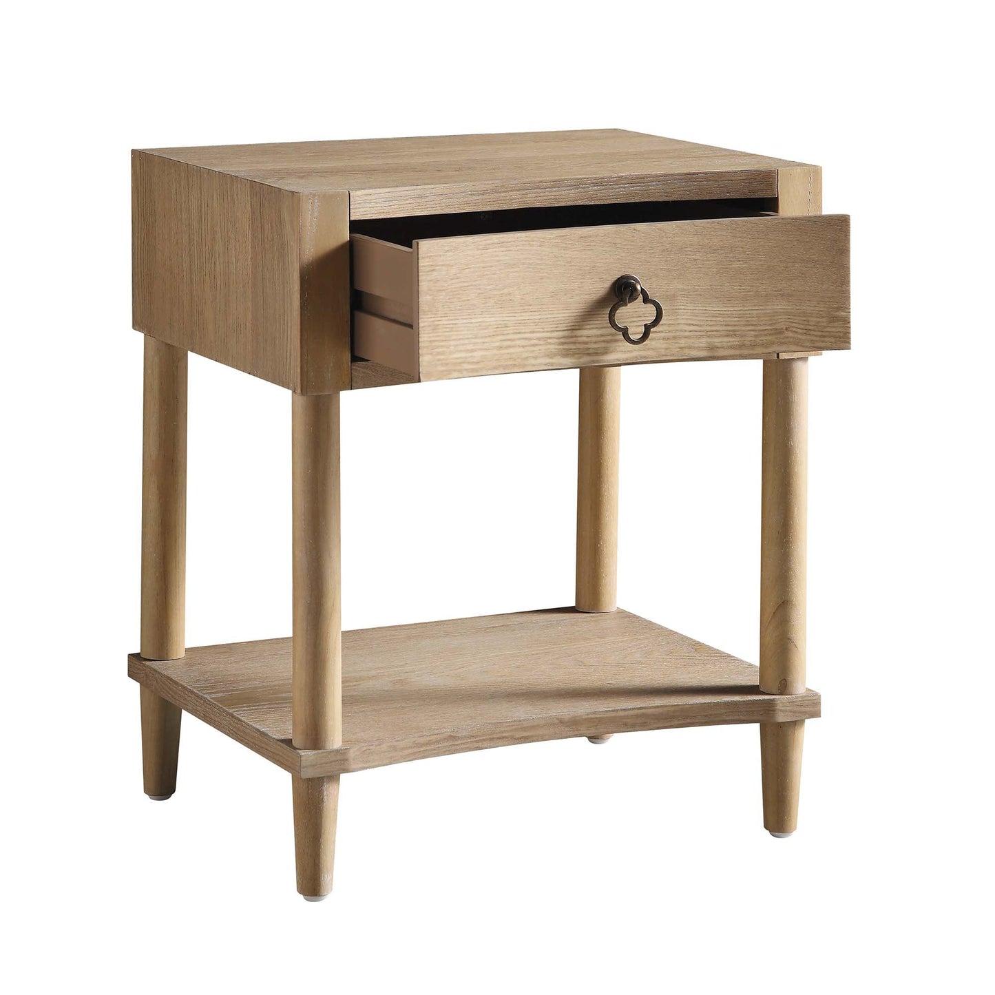 Thalia Concave 1 Drawer Bedside Table, Natural