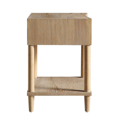 Thalia Concave 1 Drawer Bedside Table, Natural