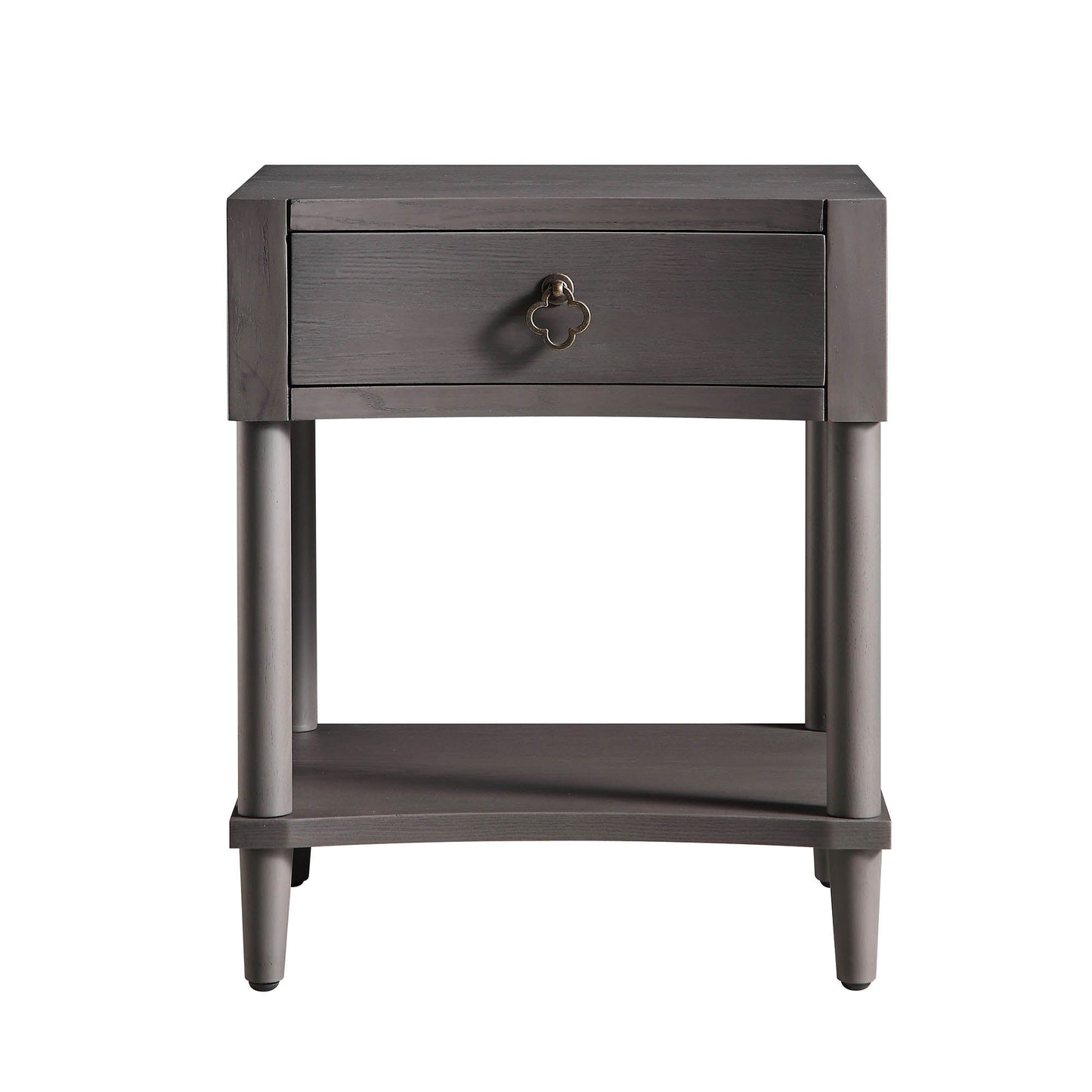 Thalia Concave 1 Drawer Bedside Table, Silver Oak