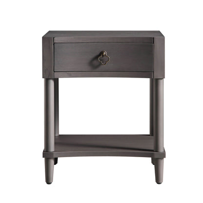 Thalia Concave 1 Drawer Bedside Table, Silver Oak