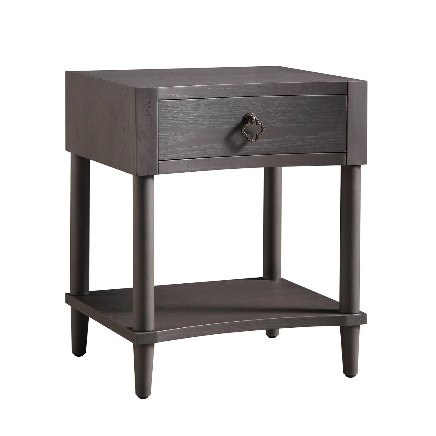 Thalia Concave 1 Drawer Bedside Table, Silver Oak