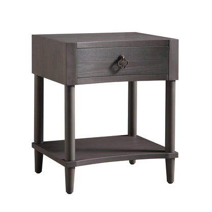 Thalia Concave 1 Drawer Bedside Table, Silver Oak